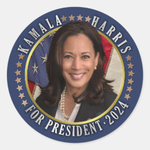 Kamala Harris for President 2024 Democrat Photo Classic Round Sticker