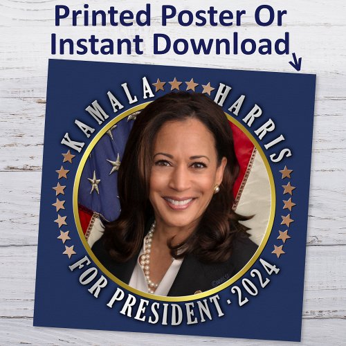 Kamala Harris for President 2024 Democrat Photo Poster