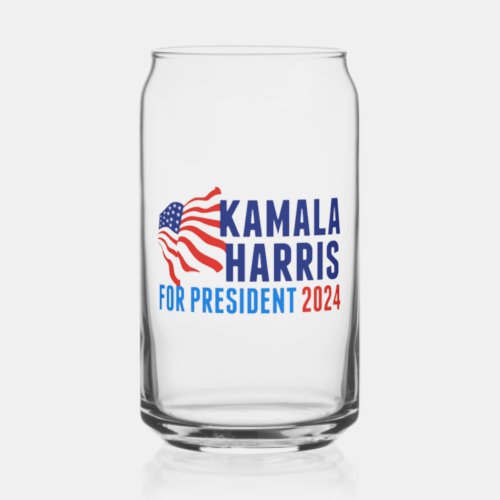 Kamala Harris for President 2024 Election Can Glass