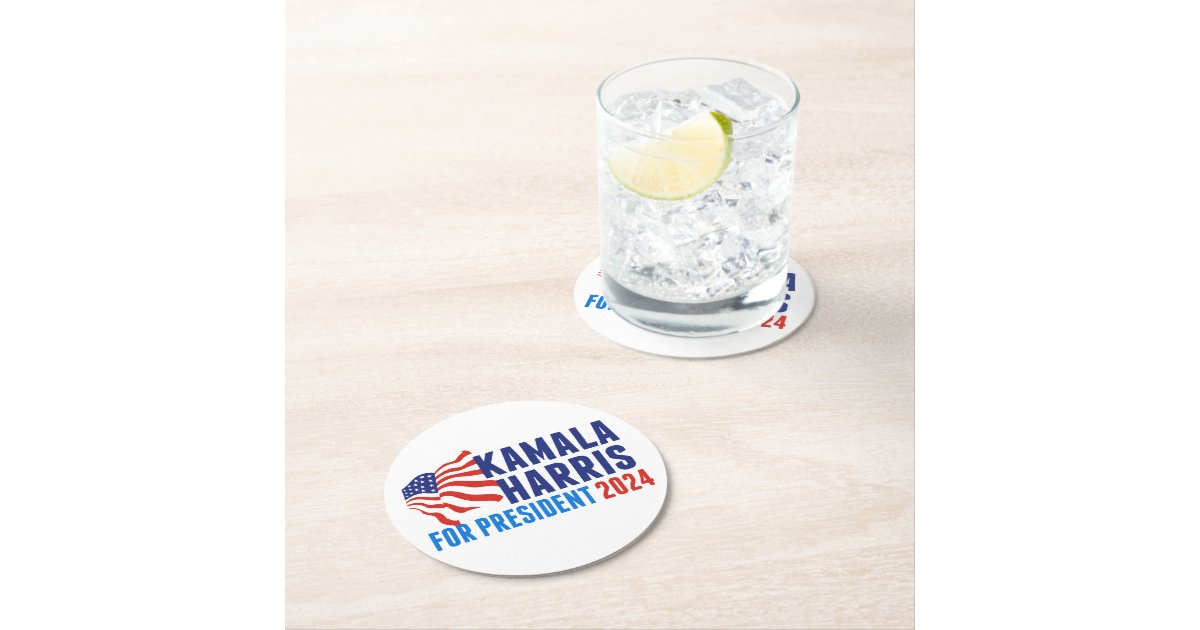 Kamala Harris for President 2024 Election Round Paper Coaster Zazzle