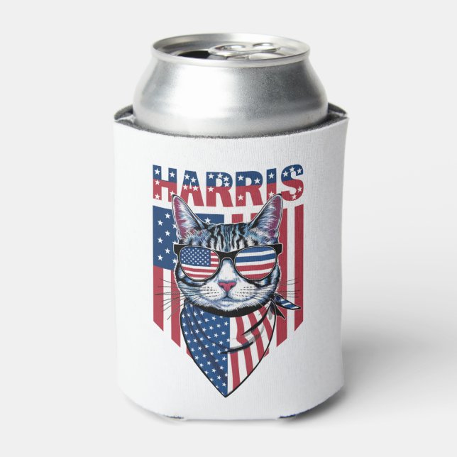 Kamala Harris for President 2024 Funny Cat  Can Cooler (Can Front)
