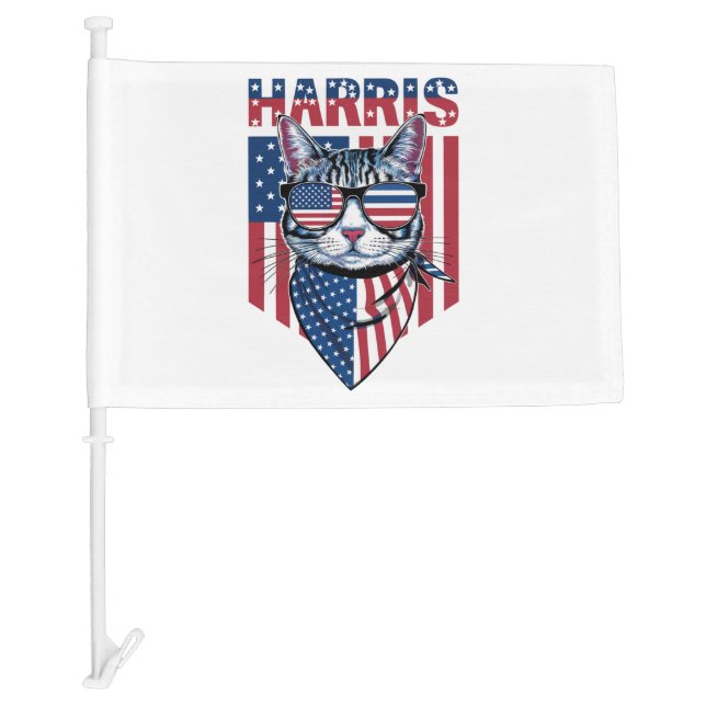 Kamala Harris for President 2024 Funny Cat  Car Flag (Front)