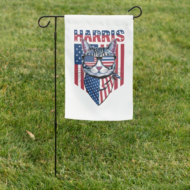 Kamala Harris for President 2024 Funny Cat  Garden Flag (In SItu)