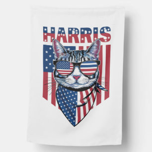 Kamala Harris for President 2024 Funny Cat  House Flag