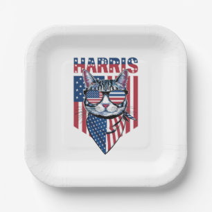 Kamala Harris for President 2024 Funny Cat  Paper Plates