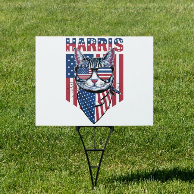 Kamala Harris for President 2024 Funny Cat  Sign (Insitu)