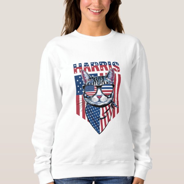 Kamala Harris for President 2024 Funny Cat  Sweatshirt (Front)