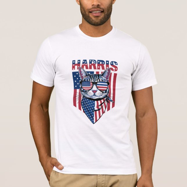 Kamala Harris for President 2024 Funny Cat  T-Shirt (Front)
