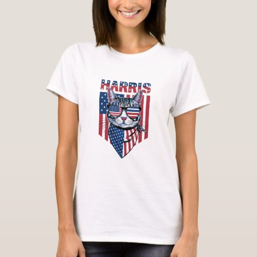 Kamala Harris for President 2024 Funny Cat  T_Shirt