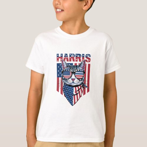 Kamala Harris for President 2024 Funny Cat  T_Shirt