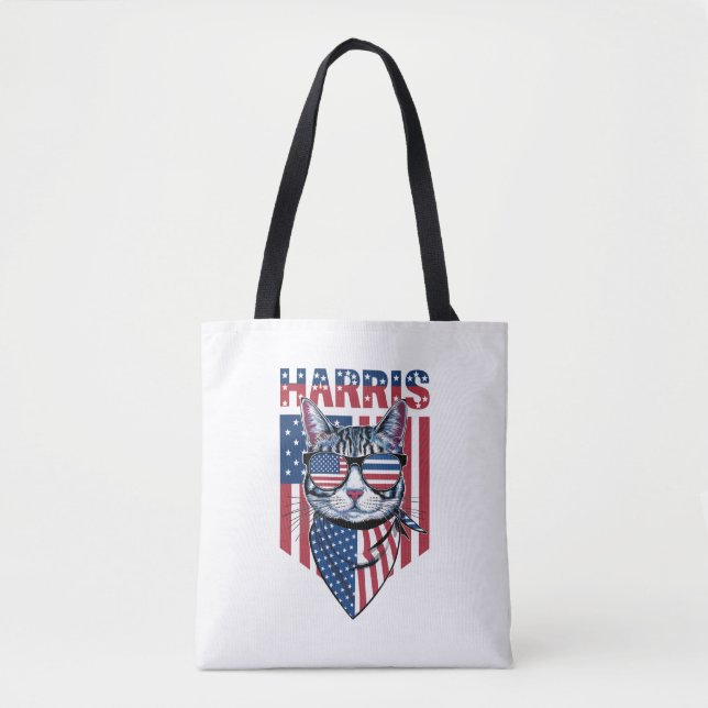 Kamala Harris for President 2024 Funny Cat  Tote Bag (Front)