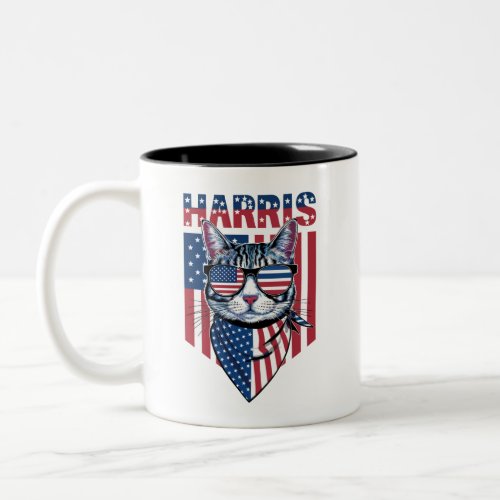 Kamala Harris for President 2024 Funny Cat  Two_Tone Coffee Mug