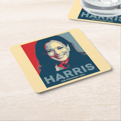 Kamala Harris For President 2024 _ Hope Square Paper Coaster