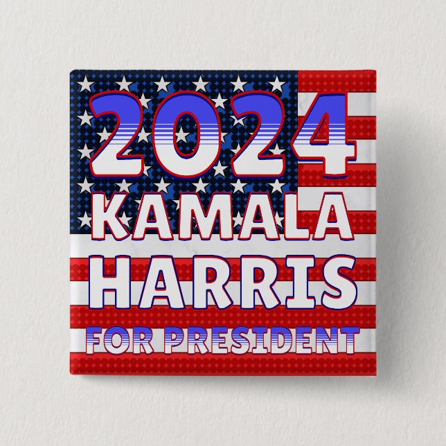 Kamala Harris for President 2024 Presidential  Button (Front)