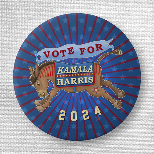 Kamala Harris for President Democrat Donkey 2024 Button