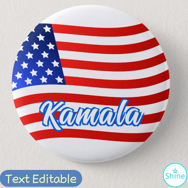 Kamala Harris for President Elegant Script US Flag Button (Creator Uploaded)