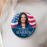 Kamala Harris for President - Flag Button<br><div class="desc">A beautiful design for the Vice President of the United States - Kamala Harris. A traditional design with an American Flag and a photo of Kamala Harris</div>