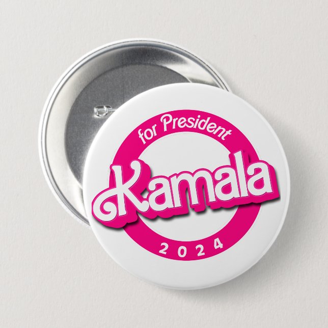 Kamala Harris for President in Pink Button (Front & Back)