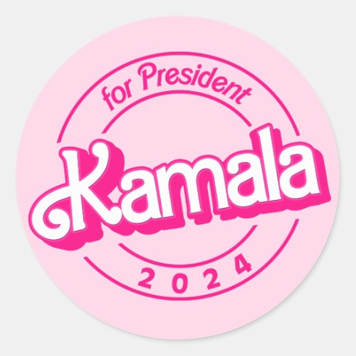 Kamala Harris for President in Pink Classic Round Sticker