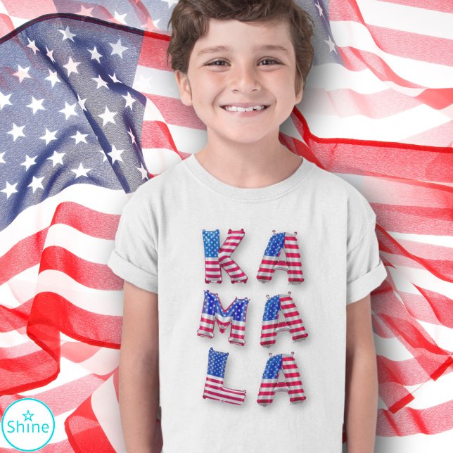 Kamala Harris for President US Flag Balloon Letter T-Shirt (Creator Uploaded)