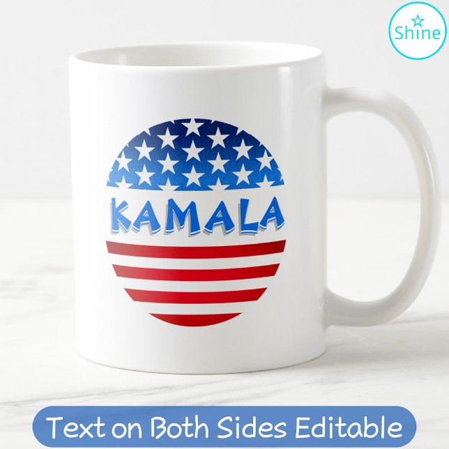 Kamala Harris for President USA Flag Custom Text Coffee Mug (Creator Uploaded)