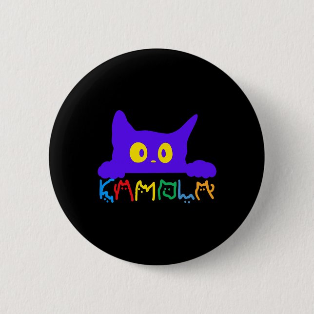 Kamala Harris Funny Cat Lettering Typography Alpha Button (Front)