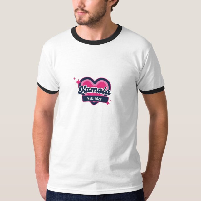 Kamala Harris Girly Pink Hearts President T-Shirt (Front)