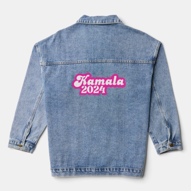 Kamala Harris girly Pink Logo 2024 Denim Jacket (Back)