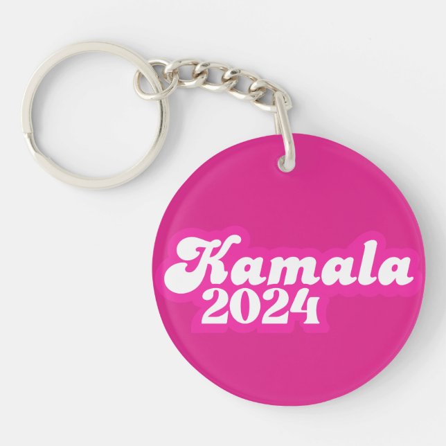 Kamala Harris girly Pink Logo 2024 Keychain (Front)
