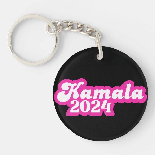 Kamala Harris girly Pink Logo 2024 Keychain (Front)