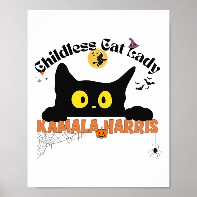 Kamala Harris Halloween Childless Cat Lady Electio Poster (Front)