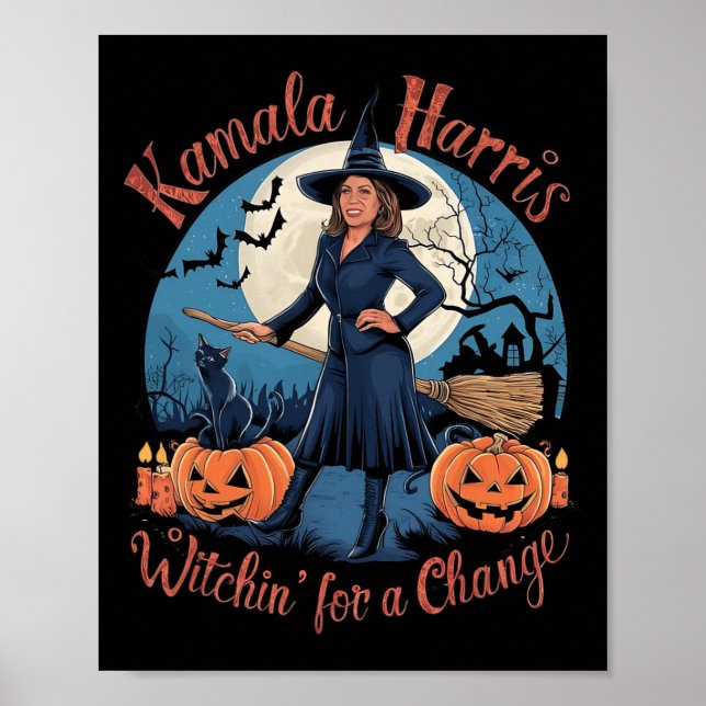Kamala Harris Halloween Witch Quotes 2024 Election Poster (Front)