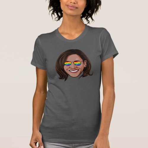 Kamala Harris _ Head with Aviators Rainbow T_Shirt