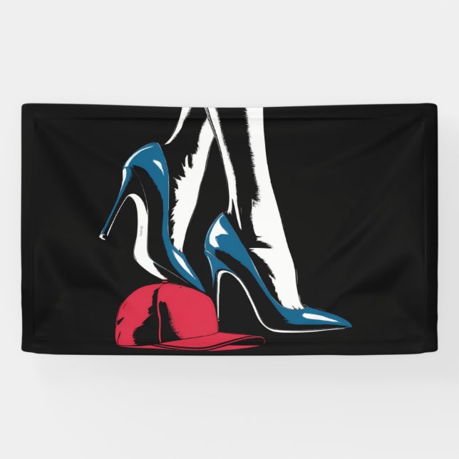 Kamala Harris Heels Stepping On Maga Hat  Banner (Horizontal)