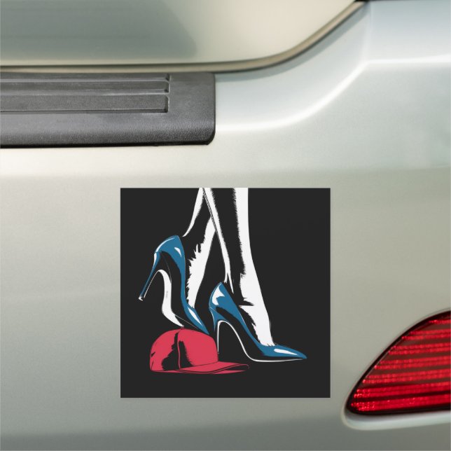 Kamala Harris Heels Stepping On Maga Hat  Car Magnet (In Situ)
