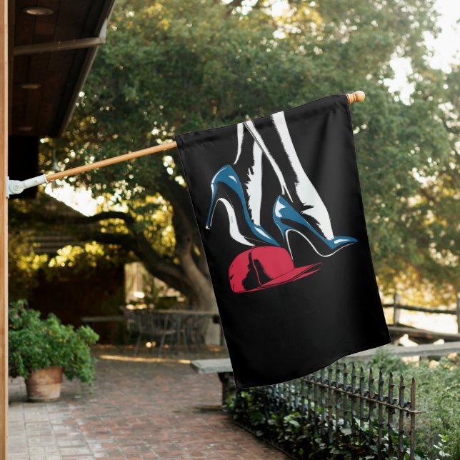 Kamala Harris Heels Stepping On Maga Hat  House Flag (In SItu)