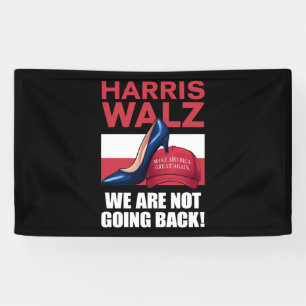 Kamala Harris Heels Stepping On Red MAGA Hat Banner