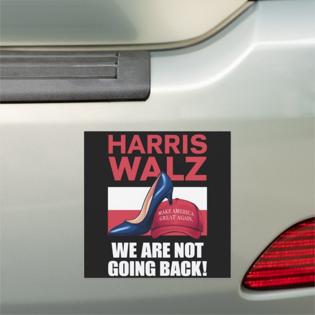 Kamala Harris Heels Stepping On Red MAGA Hat   Car Magnet (In Situ)