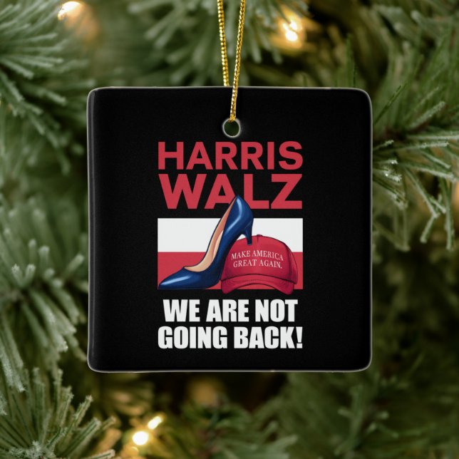 Kamala Harris Heels Stepping On Red MAGA Hat   Ceramic Ornament (Tree)