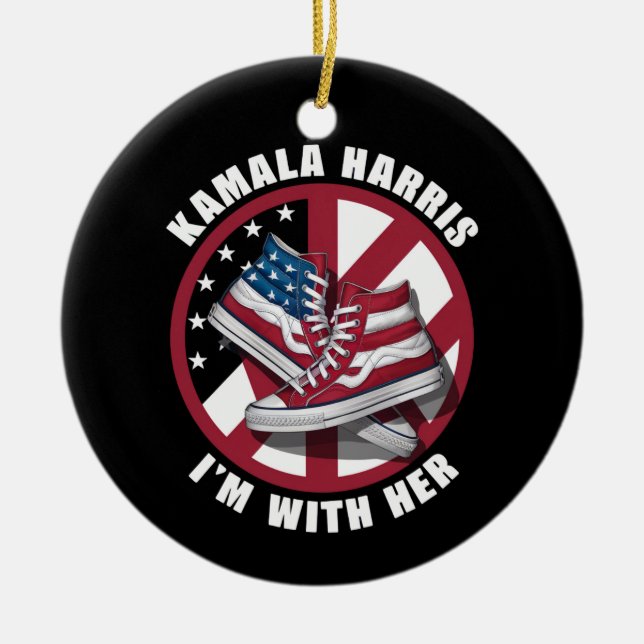 Kamala Harris I'm with Her Patriotic Converse  Ceramic Ornament (Front)