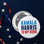 Kamala Harris is My Hero Political Button<br><div class="desc">Kamala Harris is My Hero button. For all black and Indian women out there who see role model democrat Kamala Harris in the white house as vice president as an inspiration to girls everywhere.</div>