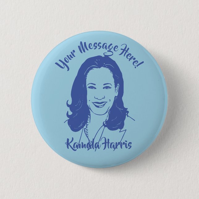 Kamala Harris Line Art Custom Text Button (Front)