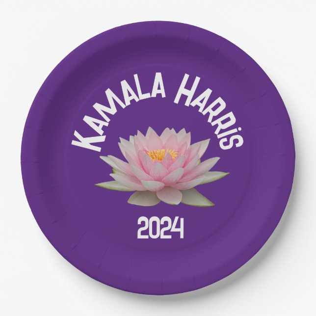 Kamala Harris Lotus 2024 Paper Plates (Front)