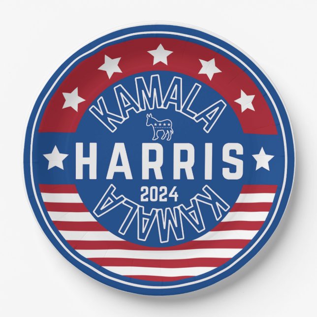 Kamala Harris Madam President 2024 Paper Plates (Front)