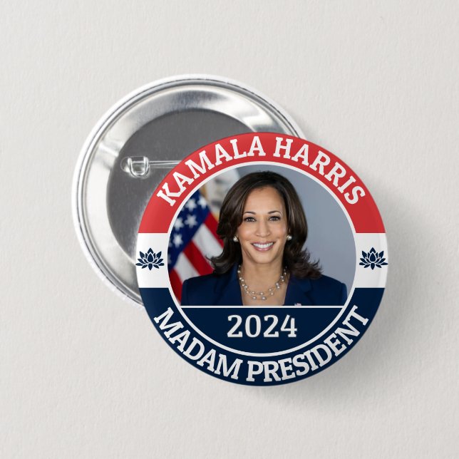 KAMALA HARRIS MADAM PRESIDENT BUTTON (Front & Back)