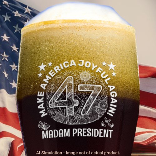 Kamala Harris Madam President Number 47 Etched Pilsner Glass