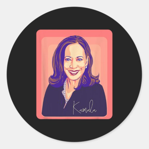 Kamala Harris Madam President Pop Art Portrait  Classic Round Sticker