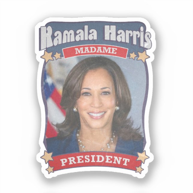 Kamala Harris Madame President Card Sticker (Front)