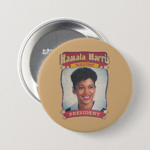 Kamala Harris Madame President Retro Card Button