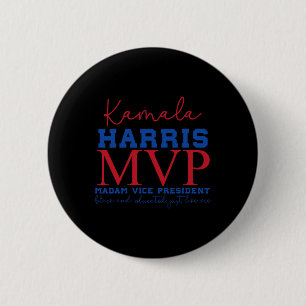 Kamala Harris Mvp Madam Vice President Black And E Button